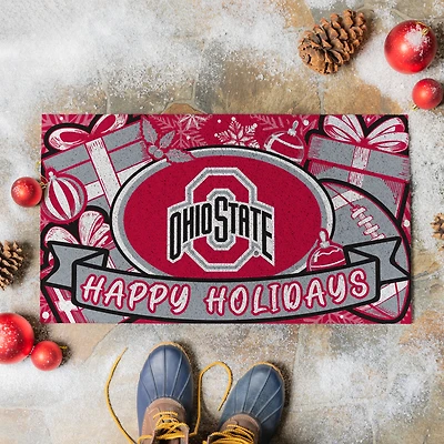 Ohio State Buckeyes 28" x 16" Happy Holidays Christmas Turf Door Mat