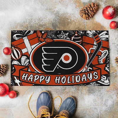 Philadelphia Flyers 28" x 16" Happy Holidays Christmas Turf Door Mat