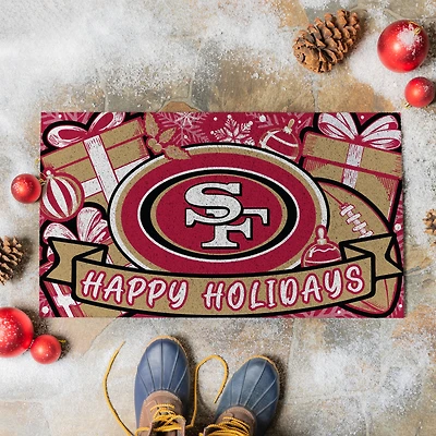 San Francisco 49ers 28" x 16" Happy Holidays Christmas Turf Door Mat