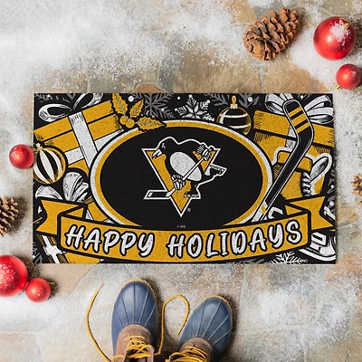 Pittsburgh Penguins 28" x 16" Happy Holidays Christmas Turf Door Mat