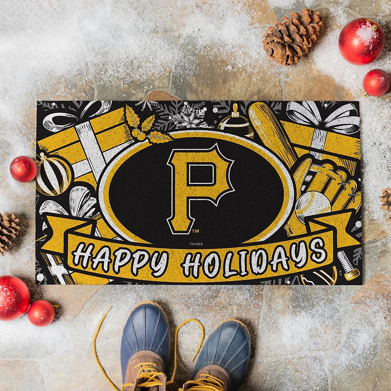 Pittsburgh Pirates 28" x 16" Happy Holidays Christmas Turf Door Mat