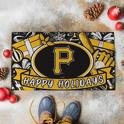 Pittsburgh Pirates 28" x 16" Happy Holidays Christmas Turf Door Mat