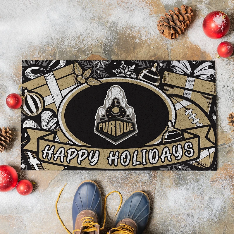 Purdue Boilermakers 28" x 16" Happy Holidays Christmas Turf Door Mat