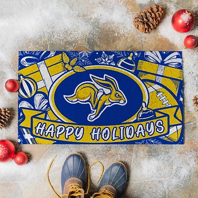 South Dakota State Jackrabbits 28" x 16" Happy Holidays Christmas Turf Door Mat