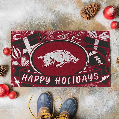 Arkansas Razorbacks 28" x 16" Happy Holidays Christmas Turf Door Mat