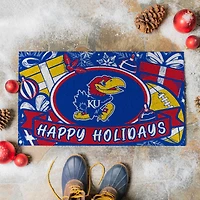 Kansas Jayhawks 28" x 16" Happy Holidays Christmas Turf Door Mat