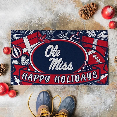 Ole Miss Rebels 28" x 16" Happy Holidays Christmas Turf Door Mat