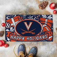 Virginia Cavaliers 28" x 16" Happy Holidays Christmas Turf Door Mat