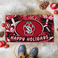South Dakota Coyotes 28" x 16" Happy Holidays Christmas Turf Door Mat