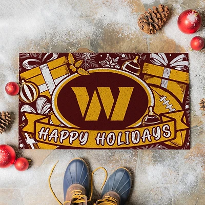 Washington Commanders 28" x 16" Happy Holidays Christmas Turf Door Mat