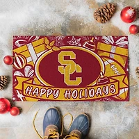 USC Trojans 28" x 16" Happy Holidays Christmas Turf Door Mat