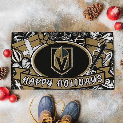 Vegas Golden Knights 28" x 16" Happy Holidays Christmas Turf Door Mat