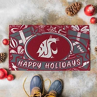 Washington State Cougars 28" x 16" Happy Holidays Christmas Turf Door Mat