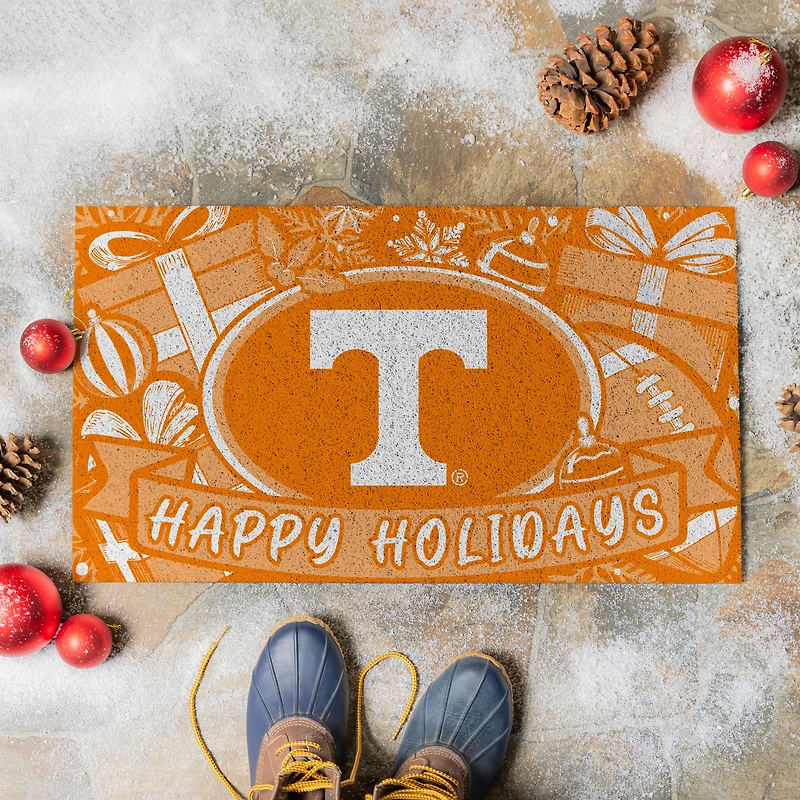 Tennessee Volunteers 28" x 16" Happy Holidays Christmas Turf Door Mat