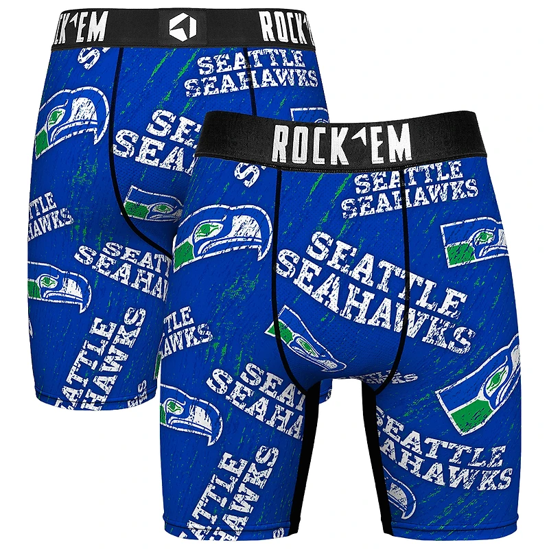 Unisex Rock Em Socks Seattle Seahawks Throwback Logo Allover Boxer Briefs