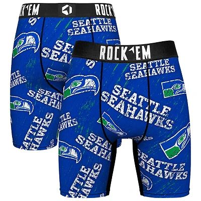 Unisex Rock Em Socks Seattle Seahawks Throwback Logo Allover Boxer Briefs