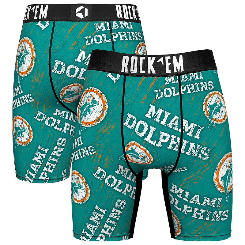Unisex Rock Em Socks Miami Dolphins Throwback Logo Allover Boxer Briefs
