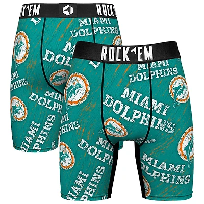Unisex Rock Em Socks Miami Dolphins Throwback Logo Allover Boxer Briefs