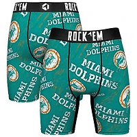 Unisex Rock Em Socks Miami Dolphins Throwback Logo Allover Boxer Briefs