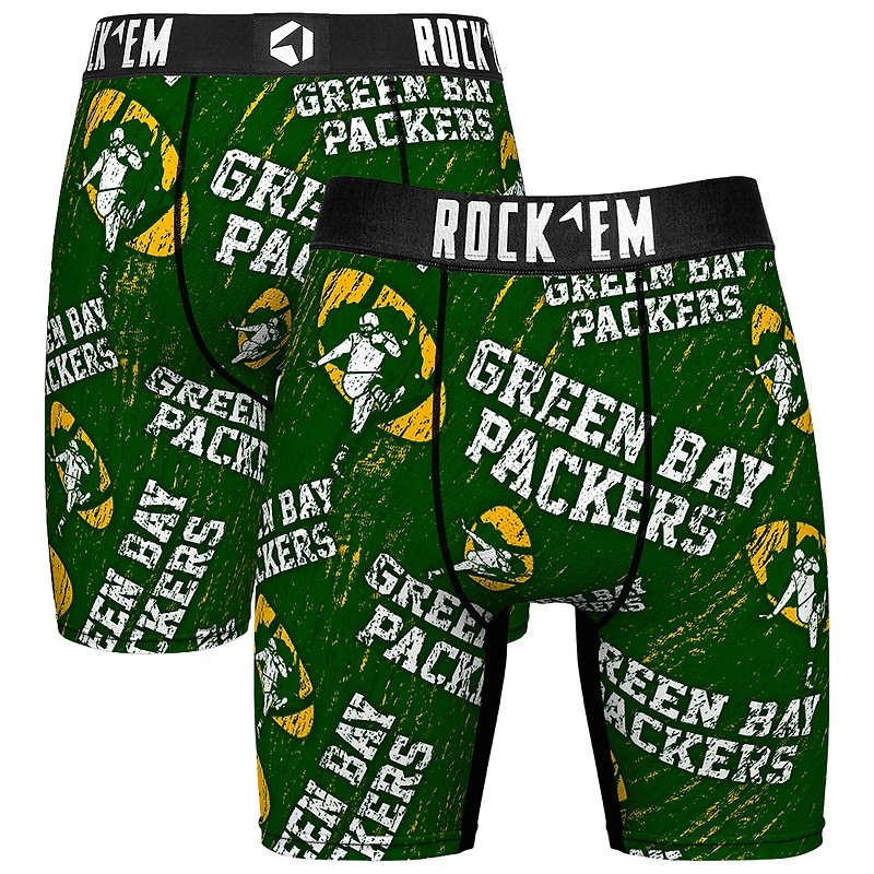 Unisex Rock Em Socks Green Bay Packers Throwback Logo Allover Boxer Briefs