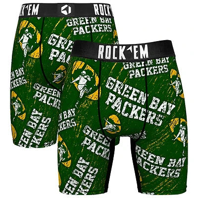 Unisex Rock Em Socks Green Bay Packers Throwback Logo Allover Boxer Briefs
