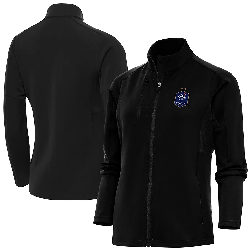 Women's Antigua Black France National Team Genesis Full-Zip Jacket