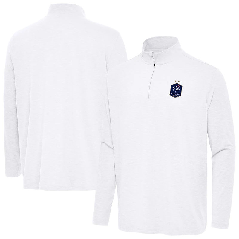 Men's Antigua  White France National Team Master Quarter-Zip Pullover