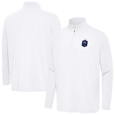 Men's Antigua  White France National Team Master Quarter-Zip Pullover