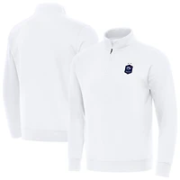 Men's Antigua  White France National Team Landslide Quarter-Zip Pullover