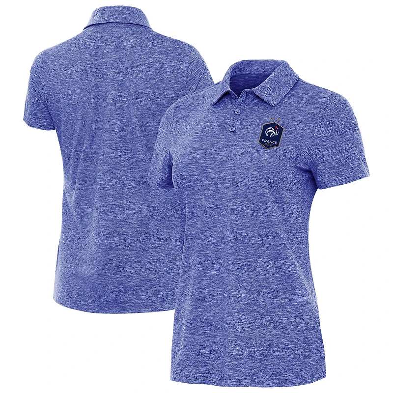 Women's Antigua  Heather Royal France National Team Triple Shot Polo