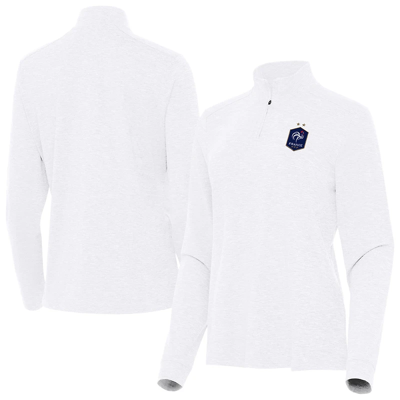 Women's Antigua  White France National Team Master Quarter-Zip Pullover