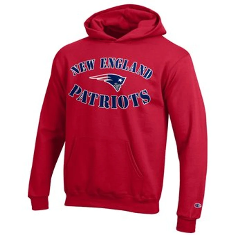 Youth Champion Red New England Patriots Powerblend Fleece Hoodie