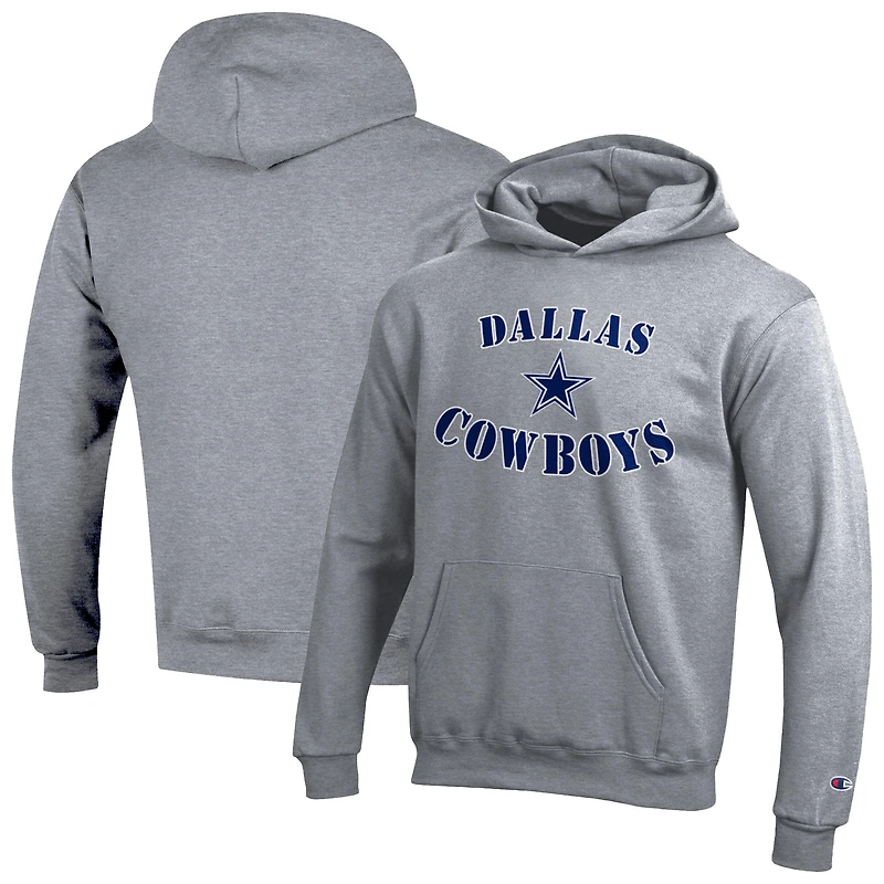 Youth Champion Gray Dallas Cowboys Powerblend Fleece Hoodie
