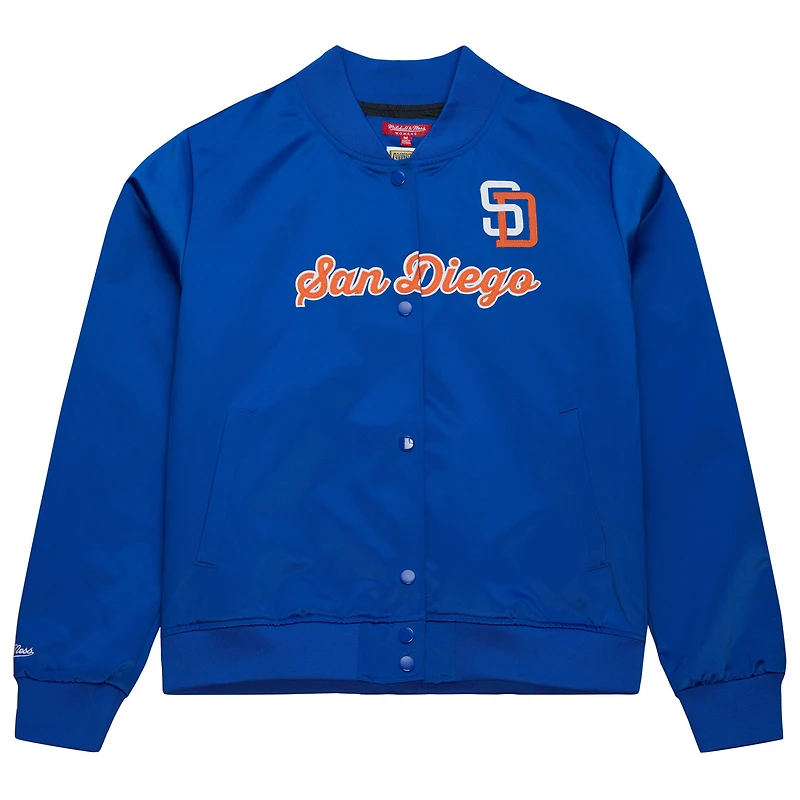 Women's Mitchell & Ness Blue San Diego Padres Cooperstown Collection Full-Snap Satin Jacket