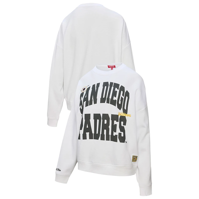Women's Mitchell & Ness  White San Diego Padres Oversized Cooperstown Sweatshirt