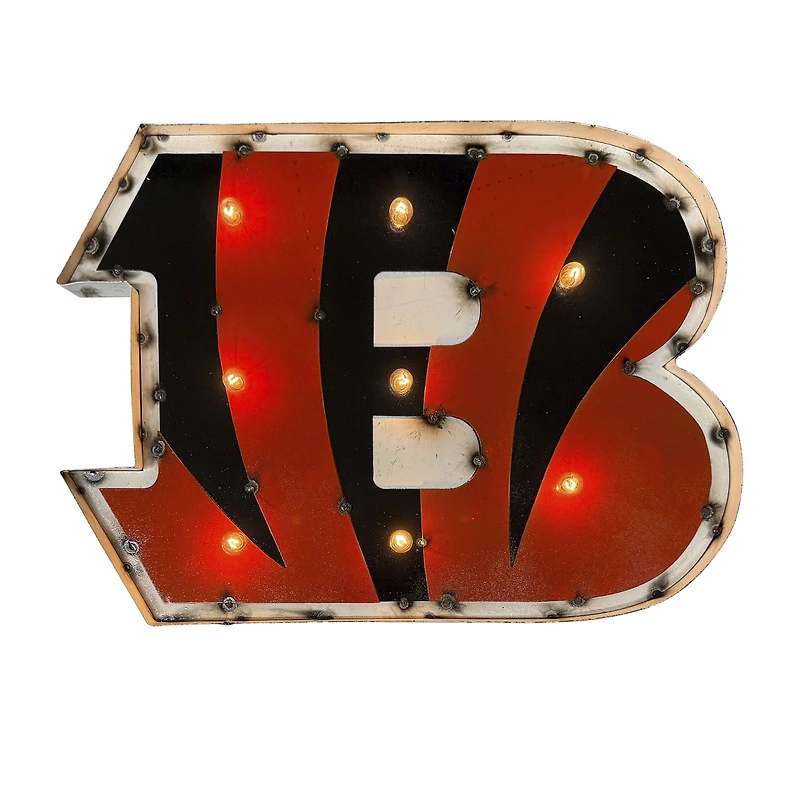 Imperial Cincinnati Bengals Logo Lighted Recycled Metal Sign