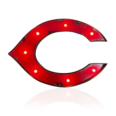 Imperial Cincinnati Reds Logo Lighted Recycled Metal Sign