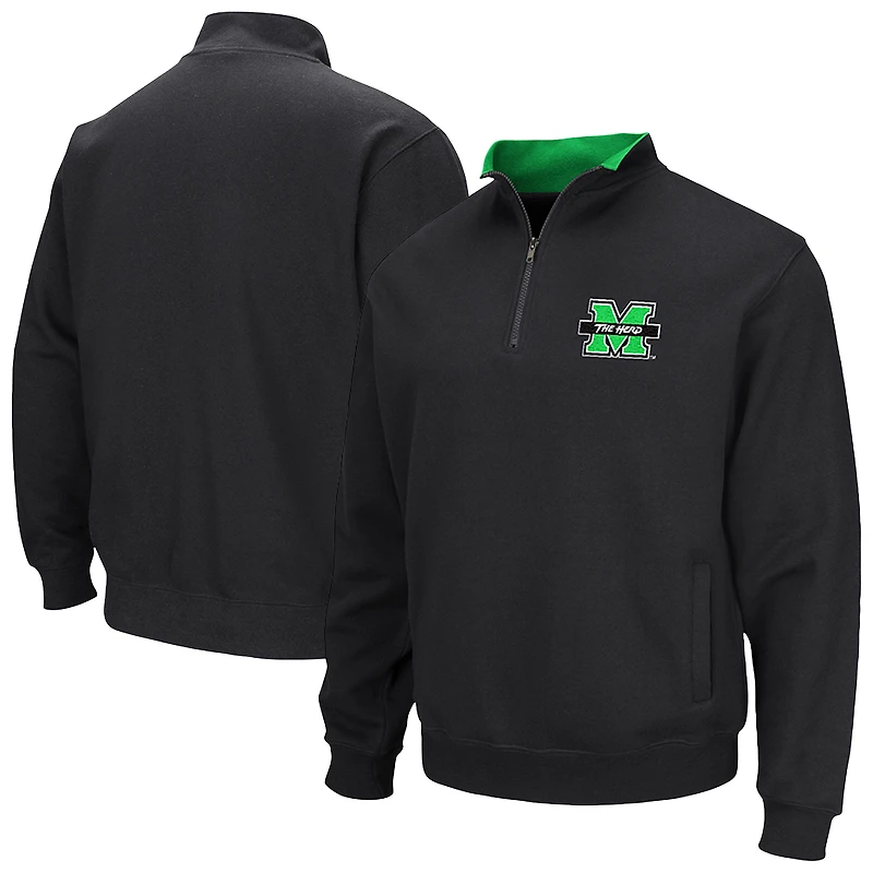 Men's Colosseum Black Marshall Thundering Herd Tortugas Logo Quarter-Zip Jacket