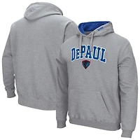 Men's Colosseum Heather Gray DePaul Blue Demons Arch & Logo 3.0 Pullover Hoodie