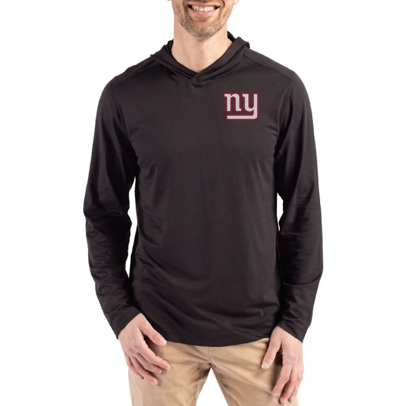 Men's Cutter & Buck Black New York Giants Throwback Logo Coastline Epic Comfort Eco Recycled Long Sleeve Hoodie T-Shirt