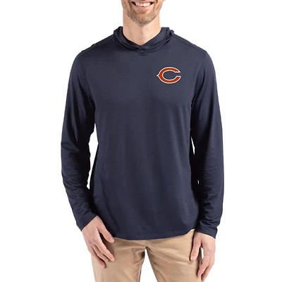 Men's Cutter & Buck Navy Chicago Bears Coastline Epic Comfort Eco Recycled Long Sleeve Hoodie T-Shirt