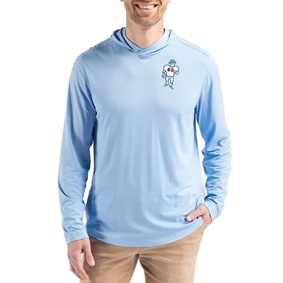 Men's Cutter & Buck Powder Blue Houston Oilers Gridiron Classics Coastline Epic Comfort Eco Recycled Long Sleeve Hoodie T-Shirt