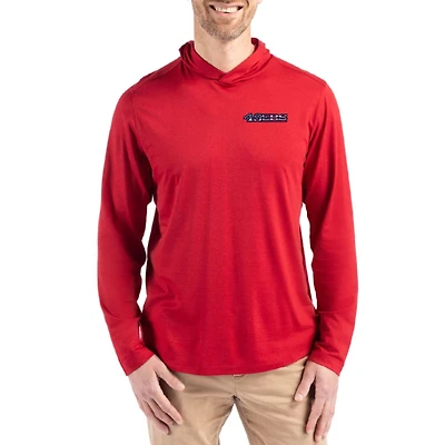 Men's Cutter & Buck Red San Francisco 49ers Americana Coastline Epic Comfort Eco Recycled Long Sleeve Hoodie T-Shirt