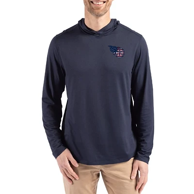 Men's Cutter & Buck Navy Tennessee Titans Americana Coastline Epic Comfort Eco Recycled Long Sleeve Hoodie T-Shirt