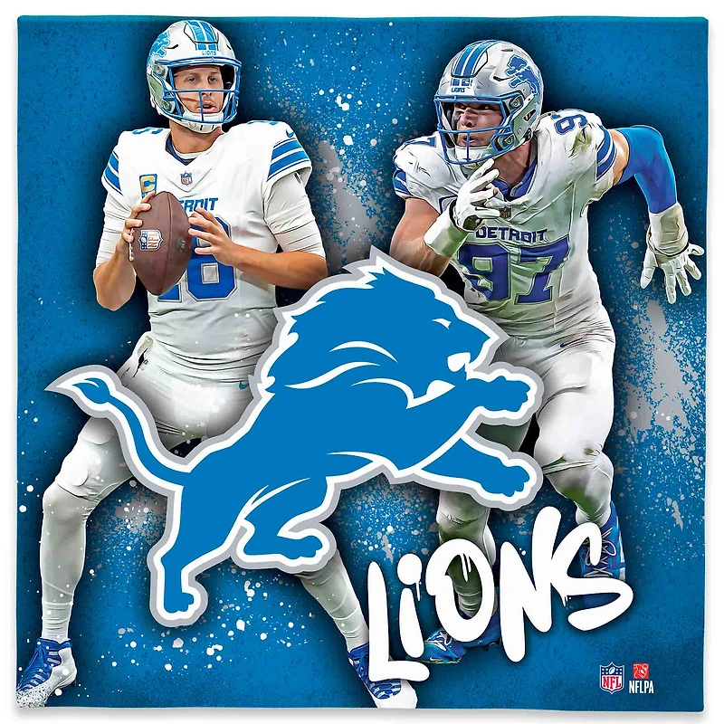 Detroit Lions Isaac TeSlaa & Aidan Hutchinson 12" x 12" Logo Splash Canvas Art