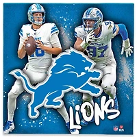 Detroit Lions Isaac TeSlaa & Aidan Hutchinson 12" x 12" Logo Splash Canvas Art