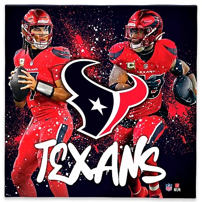 Houston Texans C.J. Stroud & Joe Mixon 12" x 12" Logo Splash Canvas Art