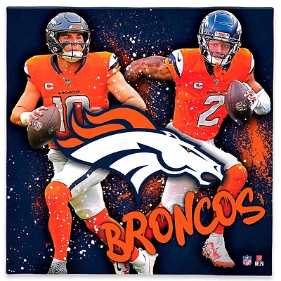 Denver Broncos Pat Surtain II & Bo Nix 12" x 12" Logo Splash Canvas Art