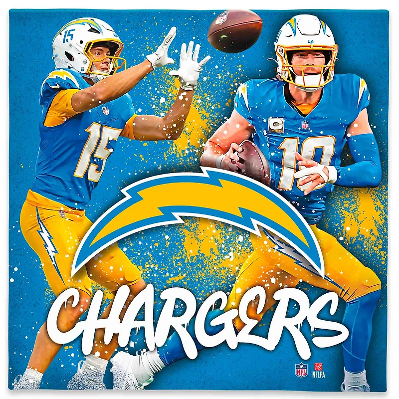 Los Angeles Chargers Justin Herbert & Ladd McConkey 12" x 12" Logo Splash Canvas Art