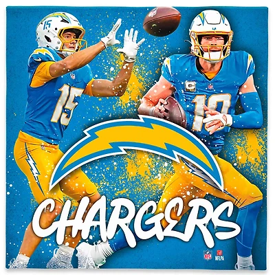 Los Angeles Chargers Justin Herbert & Ladd McConkey 12" x 12" Logo Splash Canvas Art